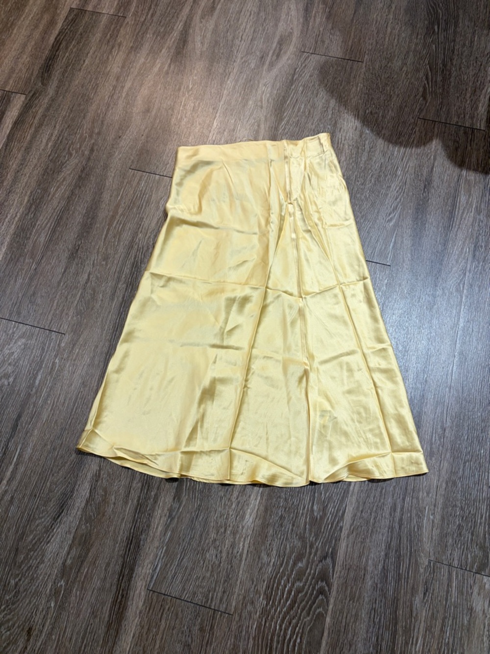 Quince Pale Yellow Satin A-Line Skirt